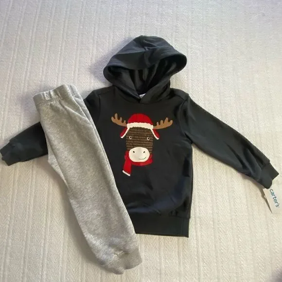 CARTER’S BOYS Moose Fleece Hoodie & Pants Set