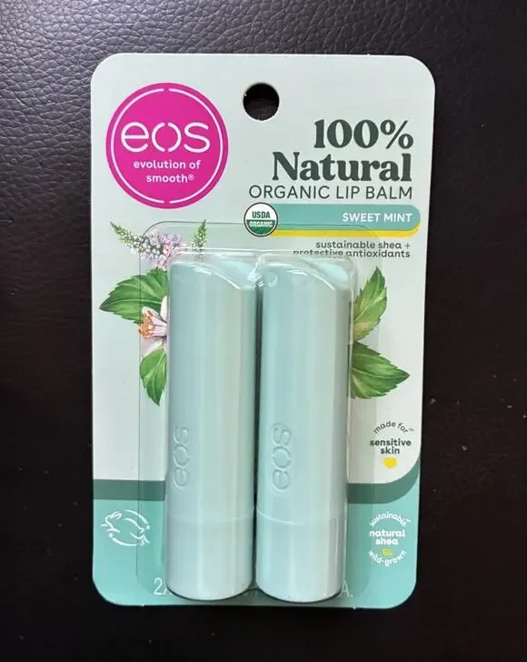 eos 100% Natural Organic Lip Balm Stick Sweet Mint 0.14 oz 2 Pack
