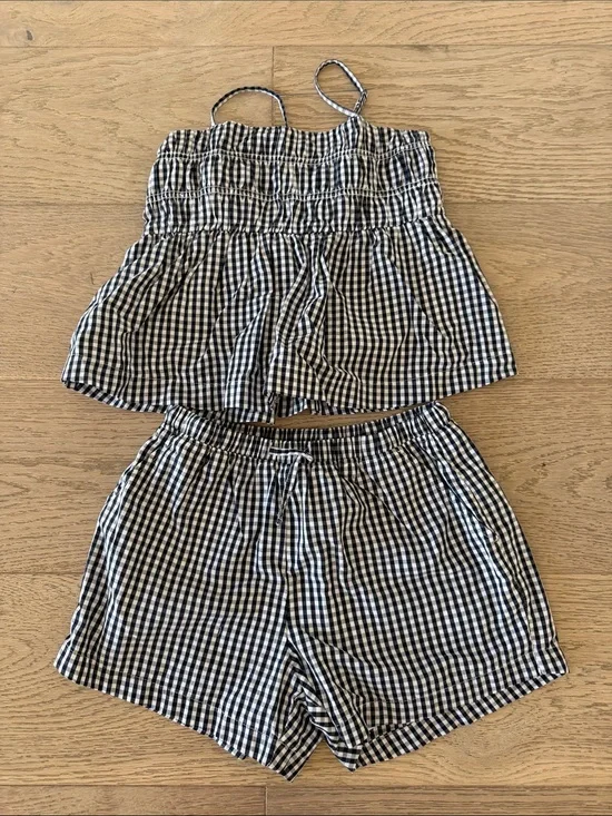 abercrombie kids Navy & White Gingham Shorts Set