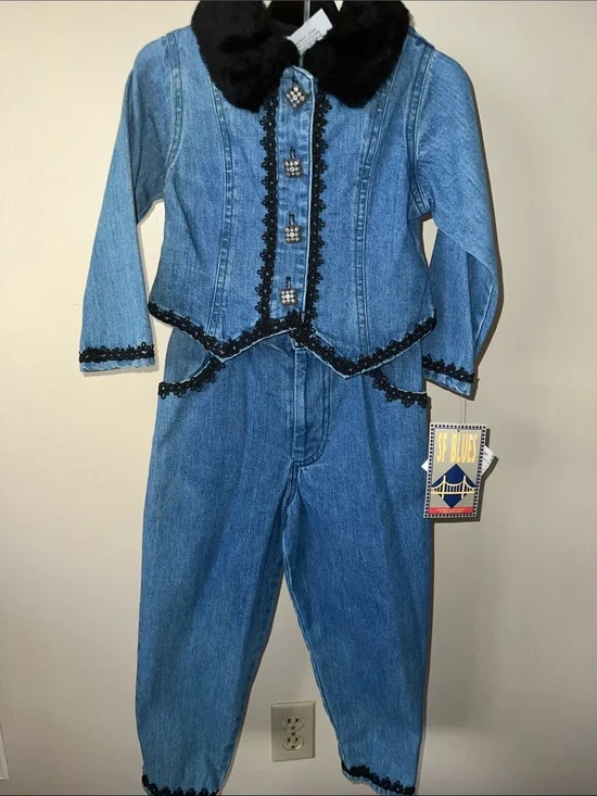 Vintage SF BLUES Denim Set - Classic Blue with Black Trim