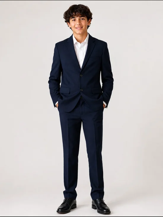 Navy Boys Two-Piece Suit - Classic Tailored Blazer & Trousers