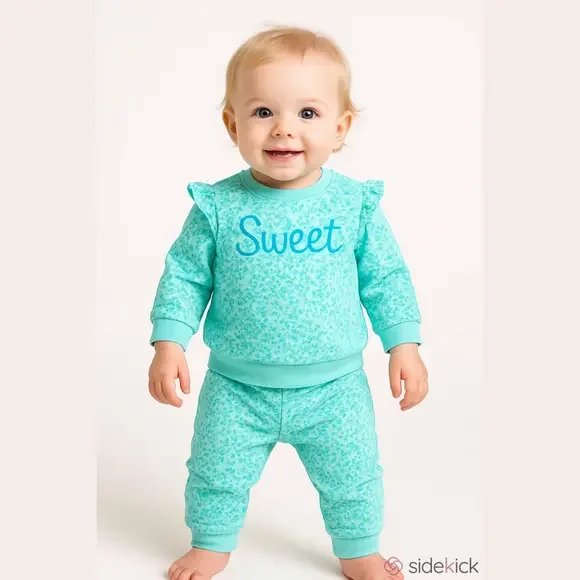 Little Me Aqua Leopard Ruffle Set 3 Months