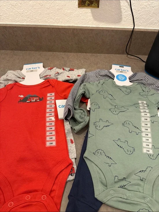 Carters 3 pc set boys 3 mos. Both sets included