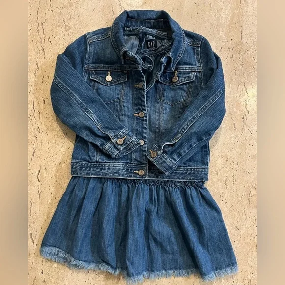 Girl’s Size 4 Gap Denim Dress and Old Navy Denim Jacket Bundle