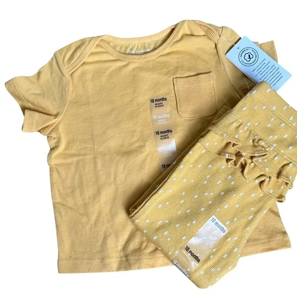 First Impressions 2PC Outfit Set Kids 18M Golden‎ Yellow Ruffle Leggings
