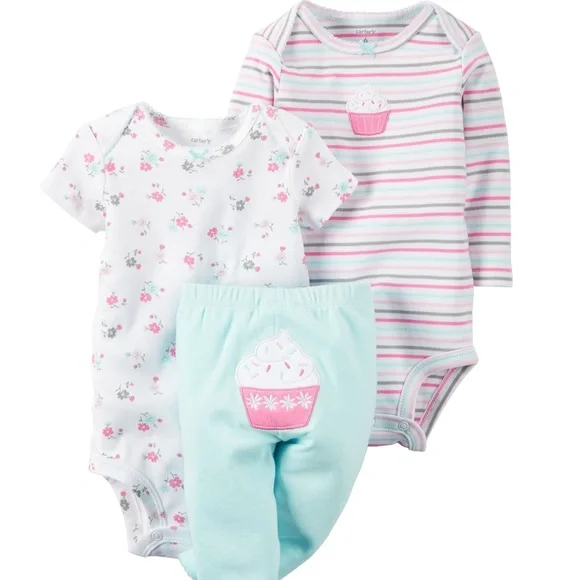 Carter’s‎ Baby Girl’s 3pc Bodysuit Set Cupcake