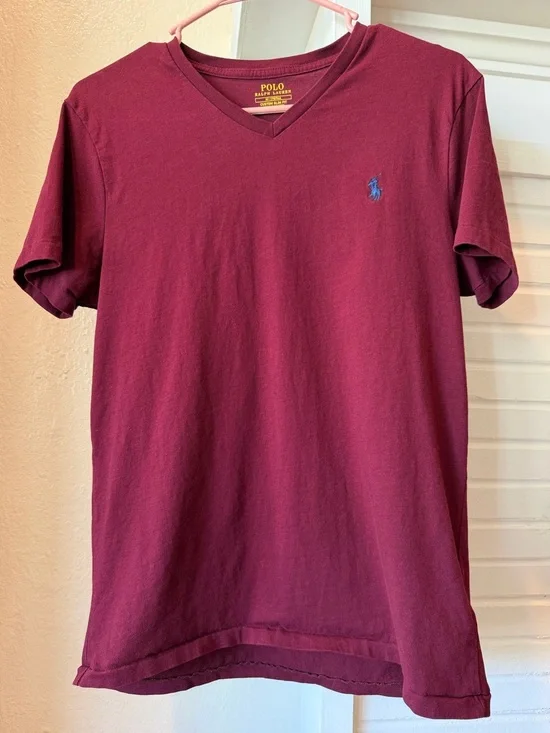 Polo by Ralph Lauren Men’s V-Neck Tee — Burgundy Size Medium