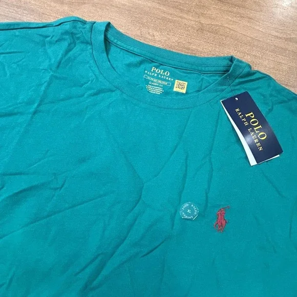 Polo Ralph Lauren Shirt Mens XL Green Classic Fit Crew Neck Logo T-Shirt NEW