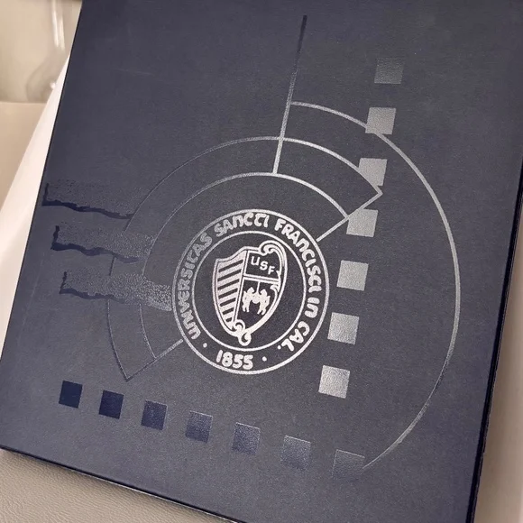 VTG University San Francisco USF Cardinal Navy Blue 3 Ring Binder Made in USA