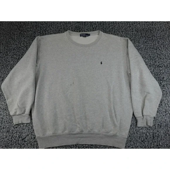 Polo Ralph Lauren Crewneck Sweatshirt Mens XL Gray Embroidered Pony Cotton Blend