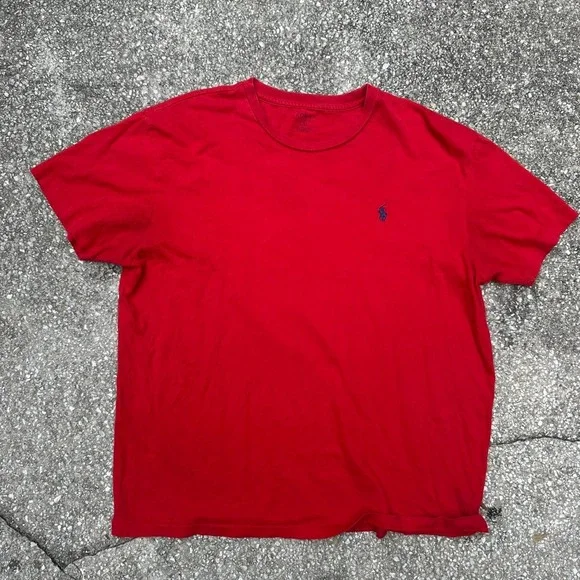 Red Polo Ralph Lauren T-shirt with blue logo Size Large
