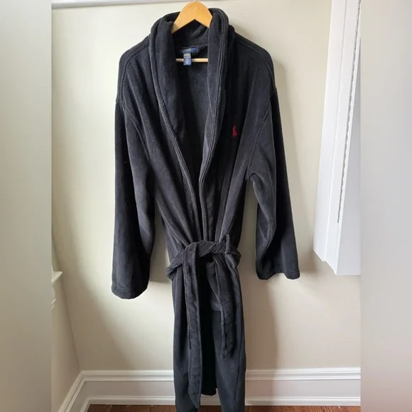 POLO RALPH‎ LAUREN Microfiber Plush Robe Spa Loungewear Bathrobe Cozy Soft L XL