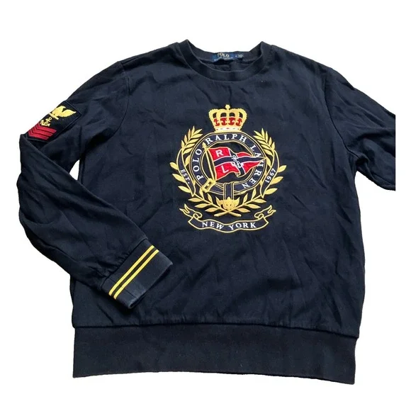 Polo Ralph Lauren Crest Crown Crewneck Sweatshirt Mens Medium Navy New York USA