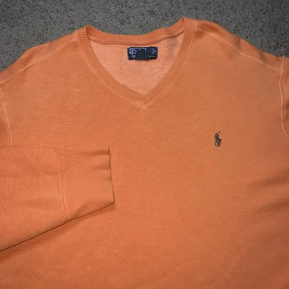 Vintage Polo Ralph Lauren Crewneck Sweatshirt Men's 2XL Orange Pullover 90s