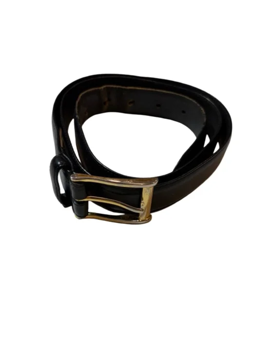Polo Ralph Lauren Black Leather Belt Brass Buckle Size 38 USA Classic flaw