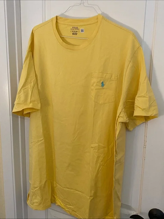 Polo by Ralph Lauren Pale Yellow Pocket Tee with Blue Pony 3XLT
