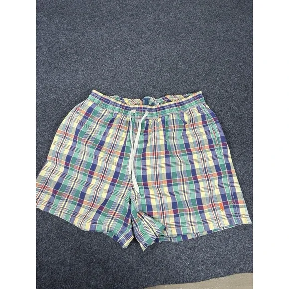 Polo‎ Ralph Lauren Plaid Swim Trunks Board Shorts Men Size Large Lined 4