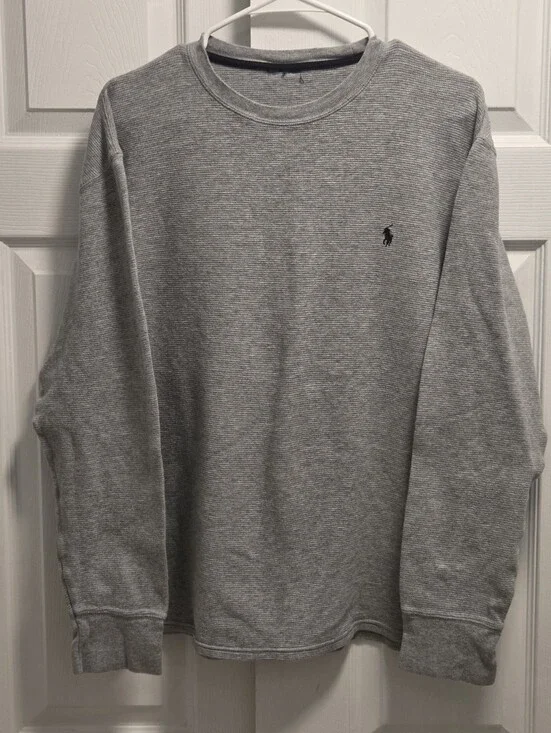 Polo by Ralph Lauren Men’s Heather Gray Crewneck Thermal Shirt Size Large