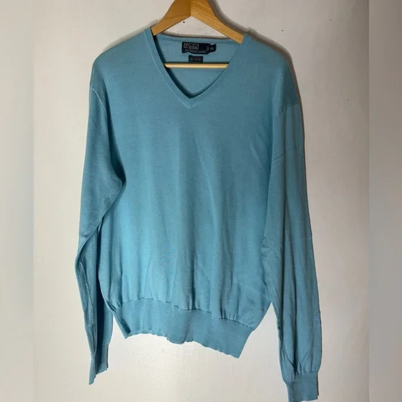 Polo Ralph Lauren XL Cotton Cashmere Blend V‎ Neck Sweater
