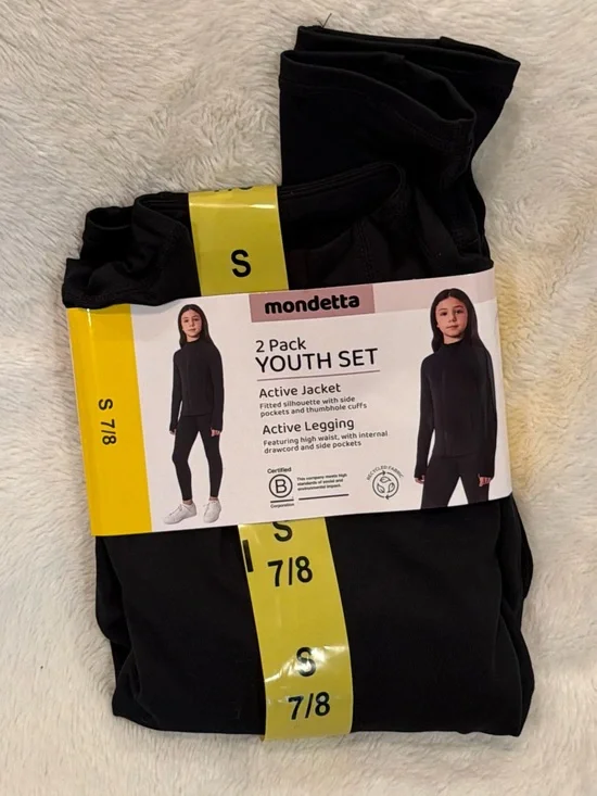 NWT Mondetta Youth 2-Pack Active Jacket & Legging Set Black