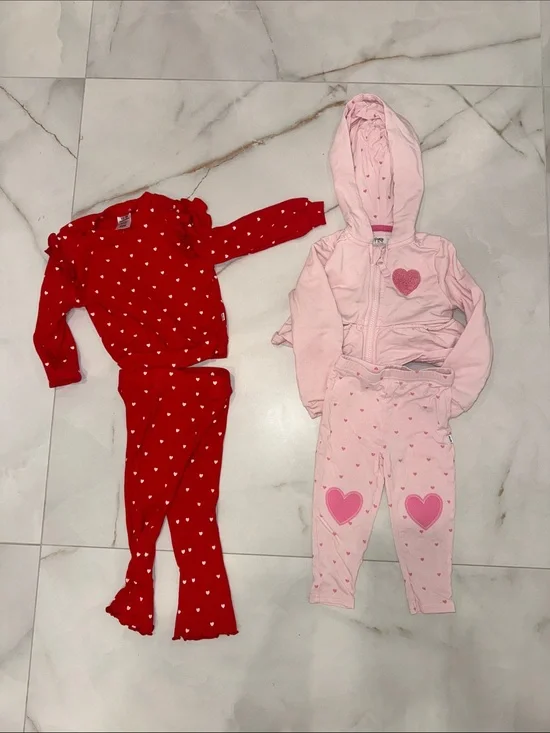 Little Sleepies Bamboo Play Heart Sets Bundle of 2 outfits 12-18 m