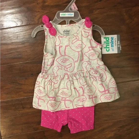 NWT Carter's Child of Mine Flamingo Outfit 0-3 months