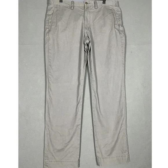 Polo Ralph Lauren Pants Mens 34X32 Grey Khakis Chino Stretch Straight Fit Pony