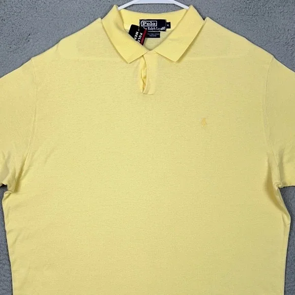 NEW Vintage Polo Ralph Lauren Polo Shirt Mens XL Yellow 100% Pima Cotton Rugby