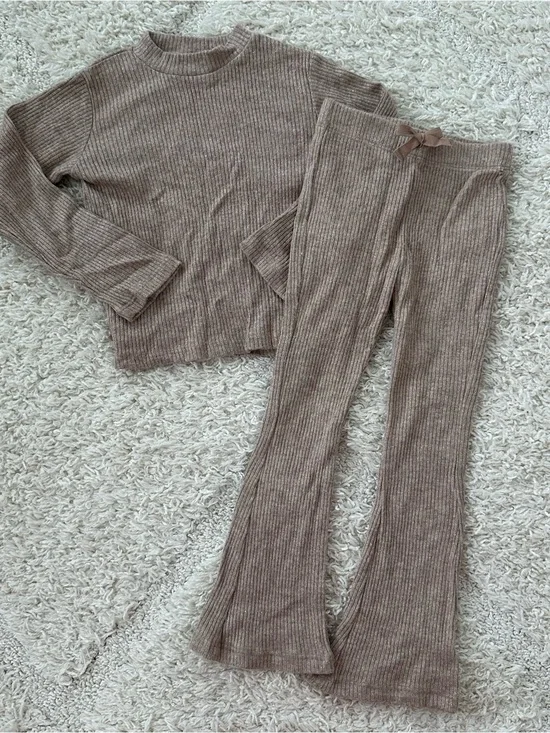 Zara Brown Ribbed Sparkle Set