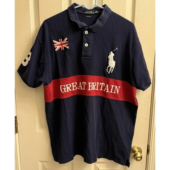 Vintage Polo Ralph Lauren Great‎ Britain #3 Big Pony Polo Shirt  Men's XXL