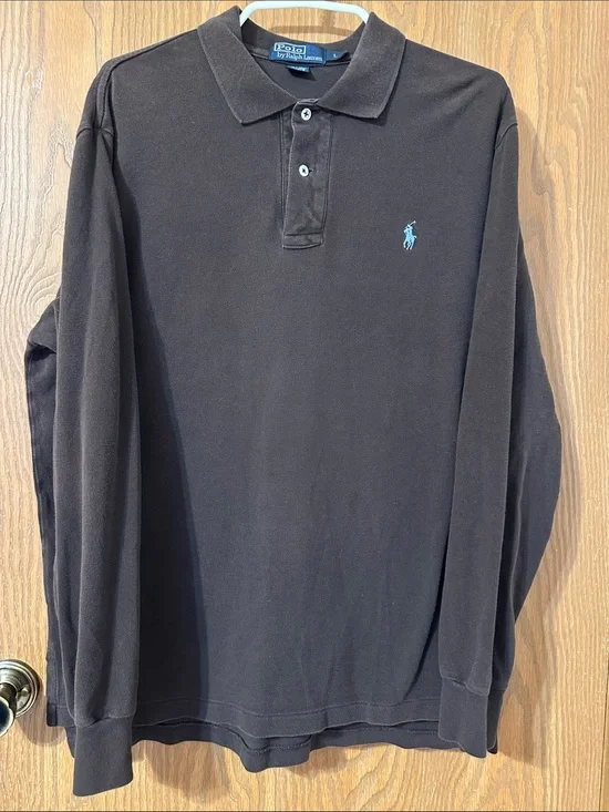 Polo by Ralph Lauren Black Long-Sleeve Polo with Light Blue Pony