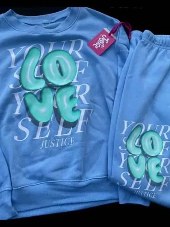 Girls Justice Love Yourself jogger set Size M (10)