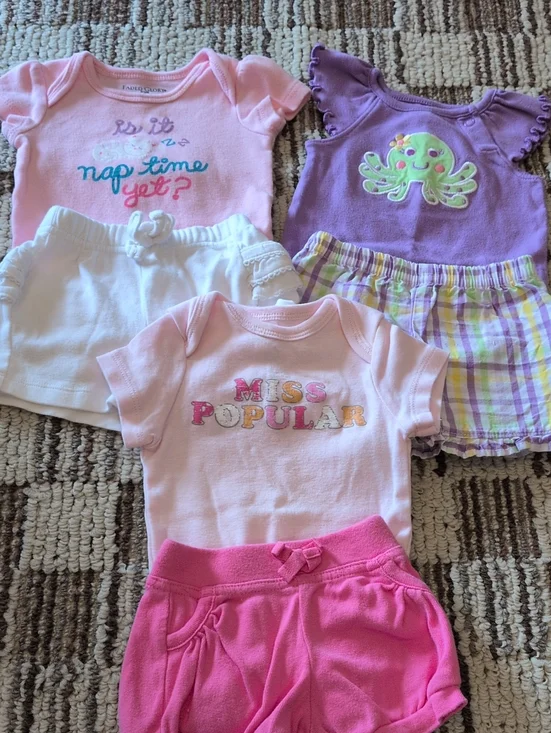 3 Matching Outfits.  Cute Cozy Onsies W/ Matching Shorts.