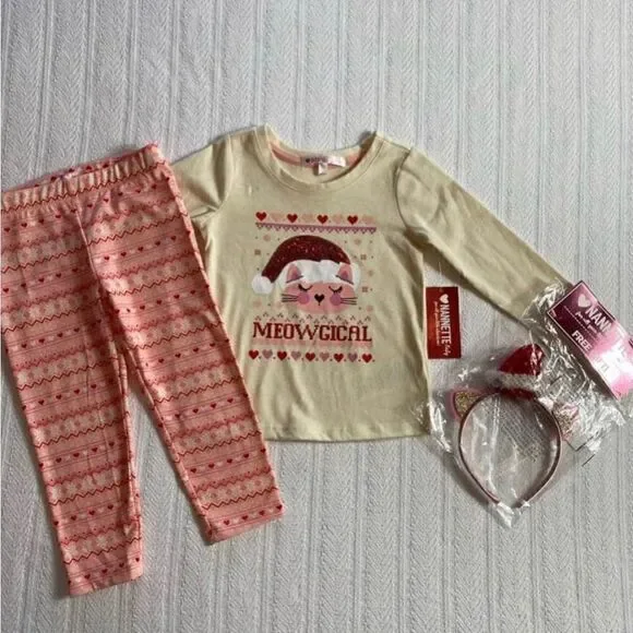 NANNETTE Baby Girl MEOWGICAL 3 Piece Outfit