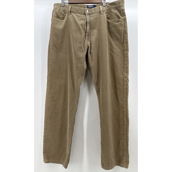 Polo Ralph Lauren Pants Mens 38x34 Tan‎ Made In USA Corduroy Casual Y2K