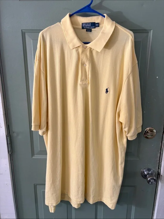 Polo by Ralph Lauren Pale Yellow Men's Short-Sleeve Polo with Navy Pony