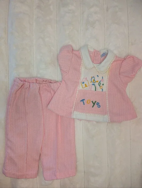 Vgt 1980s Mayfair Infant 2 Piece Collared Outfit