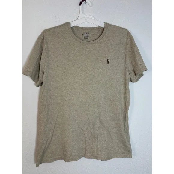 Polo Ralph Lauren Mens Large Beige Heather Crew Neck Short Sleeve T-Shirt Pony