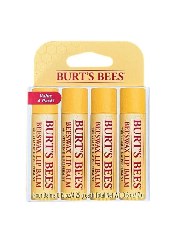 4 Packs Of Burt's Bees Beeswax Lip Balm 4 Count (16 Total)