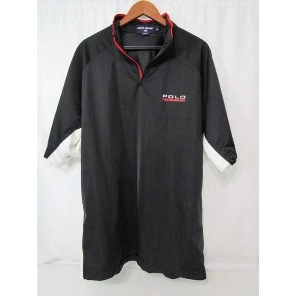 Polo Ralph Lauren Sports Men's Break Away 1/4 zip Short Sleeve XL Black‎ Jacket