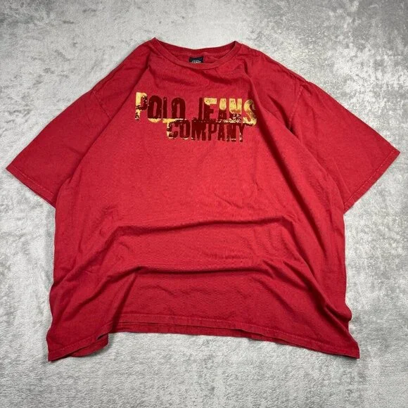 Y2K Ralph Lauren Polo Jeans Company Mens XXL Baggy Red T-Shirt Vintage Grunge