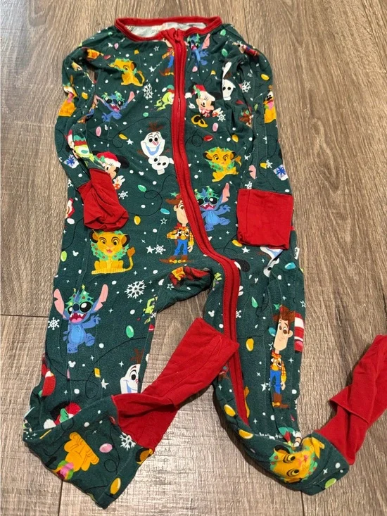Little Sleepies Green Holiday Disney Friends Zippies 2T