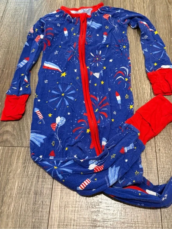 Little Sleepies Blue Fourth of July Fireworks Zippies 18-24 Months