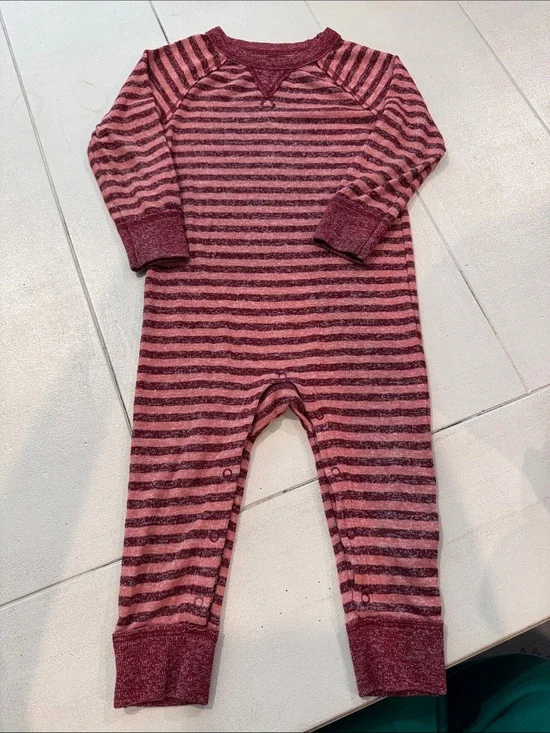 Cat & Jack Burgundy and Pink Striped One-Piece