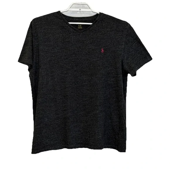 Polo Ralph Lauren T-Shirt‎ Mens Size XL Dark Gray Short Sleeve V-Neck Pony Logo