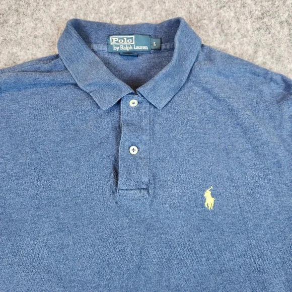 Polo Ralph Lauren Shirt Men L Blue Short Sleeve Cotton Pique Classic Pony Preppy