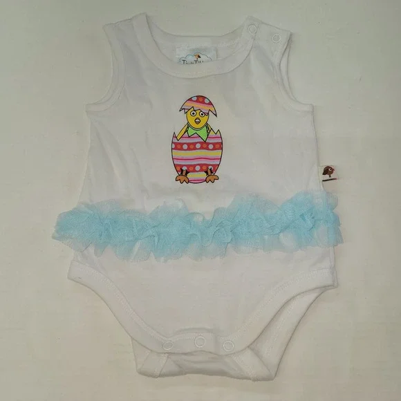 Tiny Tillia Shirt Infant 6-9 Months White One Piece Cotton Outfit Chicken‎ Egg