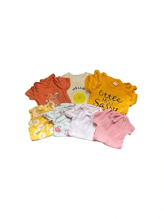 Carter Bodysuit Lot Of 7 Toddler Baby Girl One Piece 9 M 12-18 M Short Sleeve