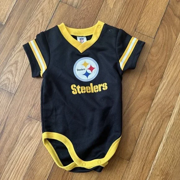 Pittsburgh Steelers Baby Short Sleeve Jersey Bodysuit Size 6-12 M