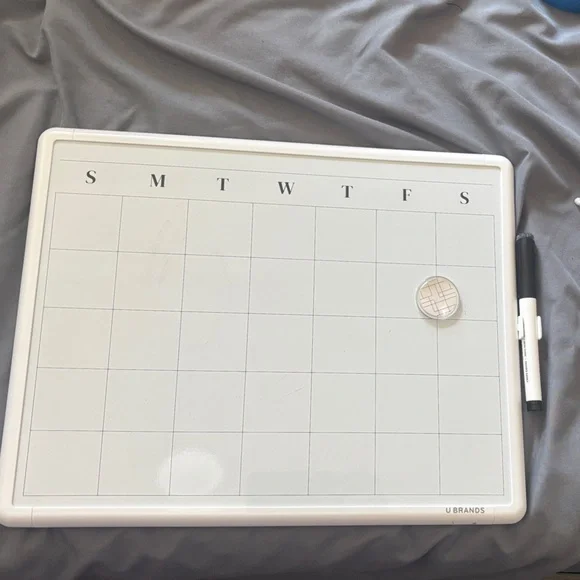 White Grid Dry Erase Monthly Calendar Board